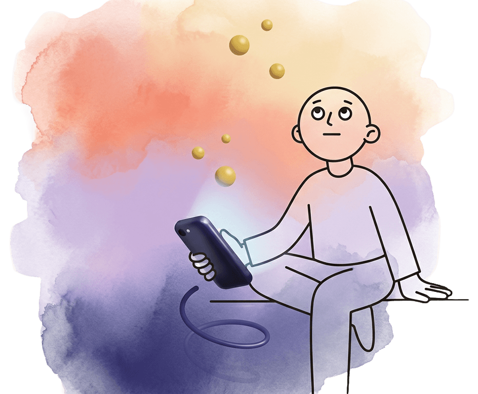 Person meditating, free from screen habits